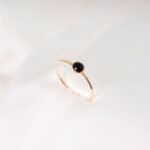 14K Solid Gold Onyx Stacking Ring - Image 2