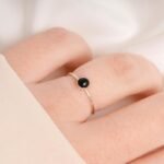 14K Solid Gold Onyx Stacking Ring