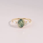 18K Solid Gold Moss Agate Engagement Ring - Image 5