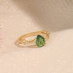 18K Solid Gold Inspired Moss Agate Engagement Ring - Image 6