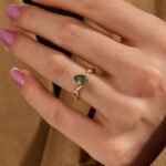18K Solid Gold Inspired Moss Agate Engagement Ring