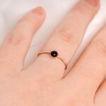 14K Solid Gold Onyx Stacking Ring - Image 7
