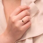 14K Solid Gold Onyx Stacking Ring - Image 4