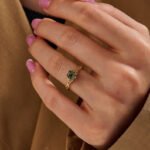 18K Solid Gold Hexagon Moss Agate Celtic Ring