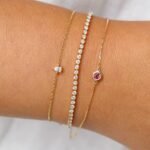 14K Solid Gold Bezel Birthstone Bracelet - Image 2