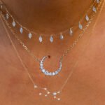 18k Gold Pave Moissanite Diamond Marquise Drop Necklace - Image 2