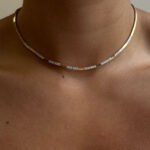 18k Gold  Diamond Bar Pattern Necklace - Image 2