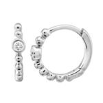 14K Gold Ball Bezel Moissanite Diamond Hoop Earring - Image 3