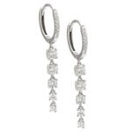 14K Gold Five Graduated Prong Moissanite Diamond Hoop Earrings - 图片 4