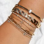 18k Gold Moissanite Diamond Sapphire Three Evil Eye Bracelet - 图片 2