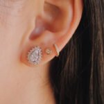 14K Gold Bezel Moissanite Diamond Earring - Image 2