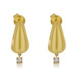 14K Gold Moissanite Diamond Drop Chunky Hoop Earring