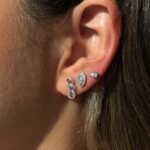 14K Gold Large Bezel Lab Grown Diamond Pear Stud Earring - 图片 2