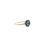 14K Solid Gold Diamond Blue Sapphire Evil Eye Ring - 图片 3
