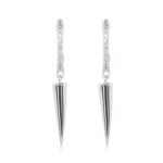 14K Gold Moissanite Diamond Hoop With Long Spike Drop - Image 2