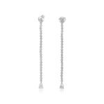 14K Gold Moissanite Diamond Bezel with Pear Drop Shoulder Duster Earrings - 图片 3