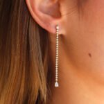 14K Gold Moissanite Diamond Bezel with Pear Drop Shoulder Duster Earrings - 图片 2