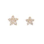 14K Gold Moissanite Diamond Prong Flower Stud Earring
