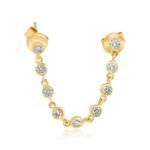 14K Gold Moissanite Diamond Bezel Connecting Earring