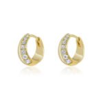 18k Gold Half Moissanite Diamond Hoop Earring - Image 3