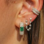 14K Gold Mini Moissanite Diamond Connecting Earring - 图片 2