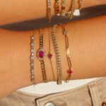 14K Solid Gold Single Ruby Bezel Bracelet - 图片 2