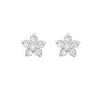 14K Gold Moissanite Diamond Prong Flower Stud Earring - Image 3