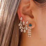 14K Gold Lab Grown Diamond Pear Drop Connecting Earring - Image 2