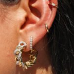 18k Gold Moissanite Diamond Single Marquise Ear Cuff - Image 3