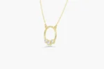 18k Gold Graduated Trio Bezel Diamond Circle Necklace - Image 3