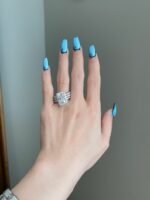 6ct Crushed Ice Radiant Moissanite Halo Pave Basket Triple Pave Engagement Ring - Image 2