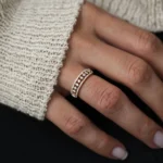 18K Solid Gold Unique Baguette Diamond Wedding Ring - Image 2