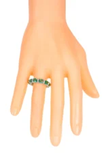 18K Solid Gold Natural Emerald and Diamond Eternity Band - 图片 6