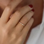 14k Minimalist Pave Natural Diamond Stacking Ring - Image 3