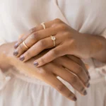 14k Solid Gold Lab-Grown Diamond Moonlite Ring with Pave Band - Image 2