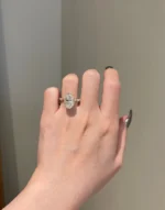7 Carat Brilliant Oval Cut Moissanite 4-Prong Hidden Halo Spaced Moissanite Ring - 图片 2