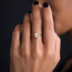 18K Solid Gold Whisper Ring, 1.5ct. Asscher Cut Diamond Moissanite Ring - 图片 7