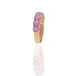 14K Solid Gold Pink Sapphire and Diamond Band - Image 8