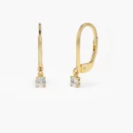 14k Gold Lever Back Moissanite Diamond Earrings