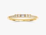 14K Solid Gold Vintage Inspired Baguette Cut Wedding Natural Diamond Ring for Women - Image 4