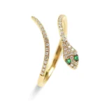 18K Solid Gold Diamond Snake Ring - 图片 4