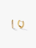 14K Solid Gold & Natural Diamond Hoop Earrings - 图片 2