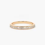 14K Solid Gold Channel Set Baguette Diamond Band - Image 3