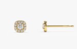 Halo Moissanite Diamond Studs in 14 Karat Gold - Image 6