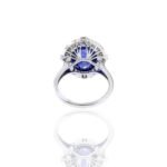 18K Solid Gold Oval Cabochon Tanzanite and Diamond Ring - Image 8