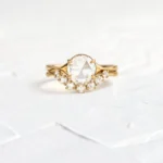 14k Solid Gold Lab-Grown Corset Ring, Lab-grown Rose Cut Diamond Ring - Image 8