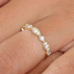 14K Solid Gold Vintage Style Diamond Wedding Ring - 图片 2