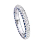 14K Solid Gold 1.16 Carat Round-Cut Sapphire and Diamond Eternity Band Ring - Image 3