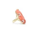 14K Solid Gold Coral Ring - 图片 2