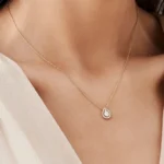 18k Pear Shaped Illusion Setting Halo Natural Diamond Necklace - 图片 8